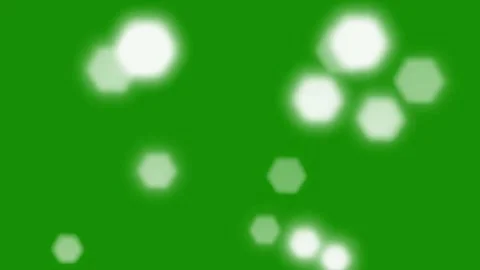 White Hexagonal Bokeh Lights on Green Screen Background Stock Footage 336713895