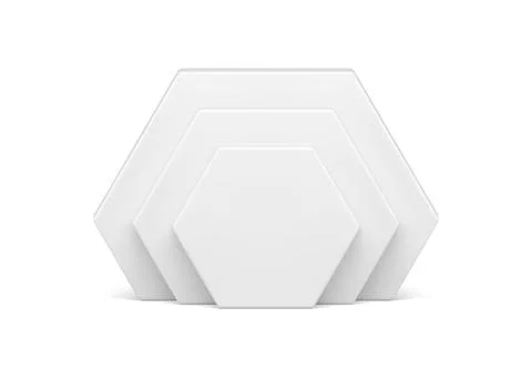 White hexagonal level vertical wall geometric angled figure 3d element desi.. Ilustração Stock