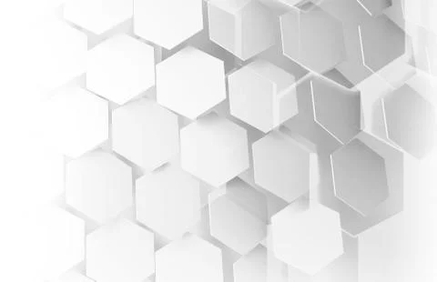 White hexagonal pattern, 3d render Illustrazione stock
