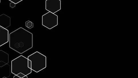 White hexagonal shapes on black, conveying futuristic minimalism. Stock Footage 286407451