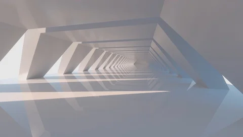 White hexagonal tunnel, modern architecture, 3d rendering. Stock Footage 128215161
