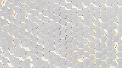 White hexagons with colored inserts. seamless loop. Stock Footage 81071407