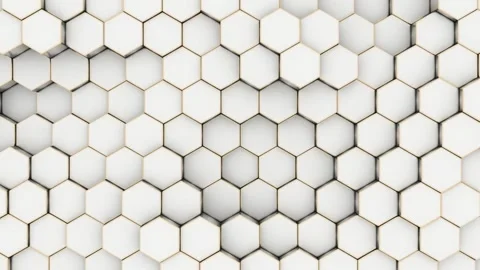 White hexagons with gold edging. Seamless loop. Stock Footage 144534496