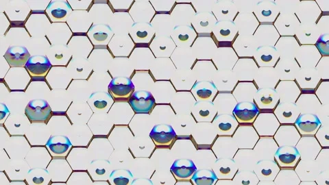 White hexagons pulsate and reflect light. Seamless loop. Stock Footage 144099315