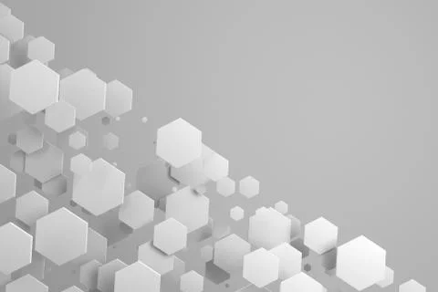 White hexagons of random size on white background Stock Illustration