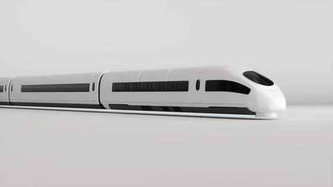 A White High-Speed Train With Carriages for Passengers on a Gray Background. Stock Illustration
