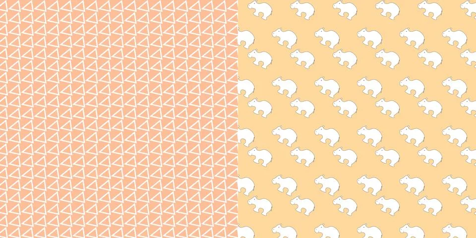White hippo geometry pattern and triangle pattern Stock Illustration