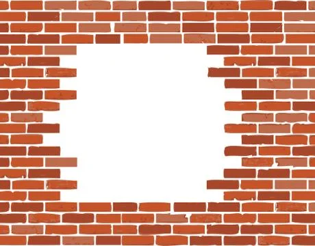 White hole in old wall, brick frame Ilustración de archivo