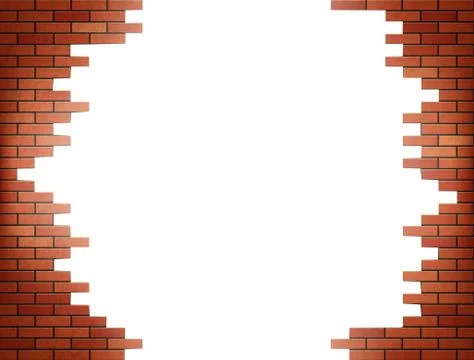 White hole in red brick wall. 스톡 일러스트