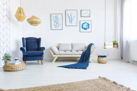 White home interior with sofa Stock Photos