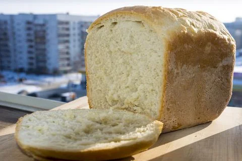 White homemade bread on the window. Stock Photos