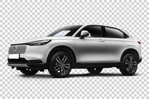 White Honda HR-V e:HEV 2023 slight left front render on transparent backgroun Foto stock