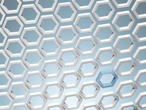 White honey combs whith blue hexagon Stock Illustration