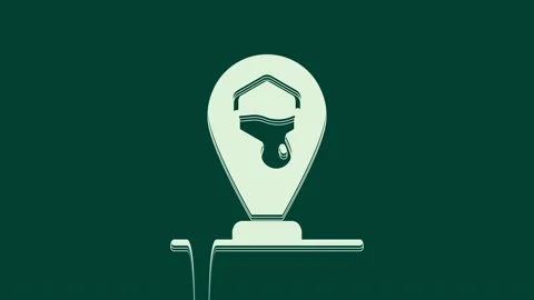 White Honeycomb bee location map pin pointer icon isolated on green background Video stock 235986171