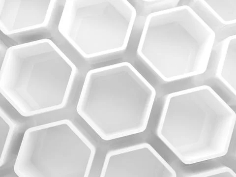 White honeycomb pattern on the wall, 3d render Stock Illustration