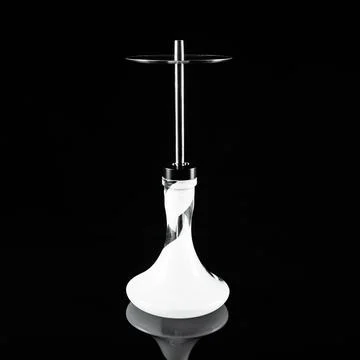 White hookah on a black mirror background. Stock Photos