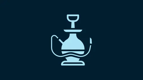 White Hookah icon isolated on blue background. 4K Video motion graphic animation Stock Footage 229554441