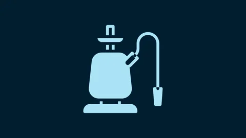 White Hookah icon isolated on blue background. 4K Video motion graphic animation Stock Footage 229566280