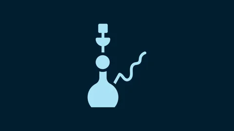 White Hookah icon isolated on blue background. 4K Video motion graphic animation Stock Footage 230061670