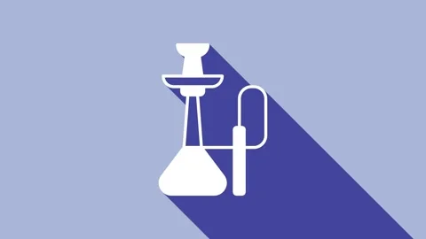 White Hookah icon isolated on purple background. 4K Video motion graphic Stock Footage 168590823