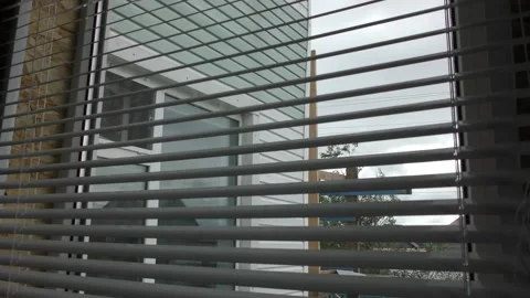 White horizontal blinds open and close Stock Footage 137489253