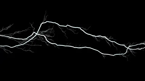 White horizontal lightning bolts beat forcefully against a black background. Stock Footage 246315804