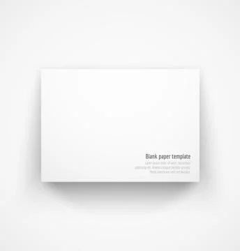 White horizontal paper template mock-up with drop shadow Stock Illustration