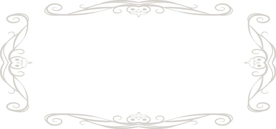 White Horizontal rectangular antique pattern frame Illustrazione stock