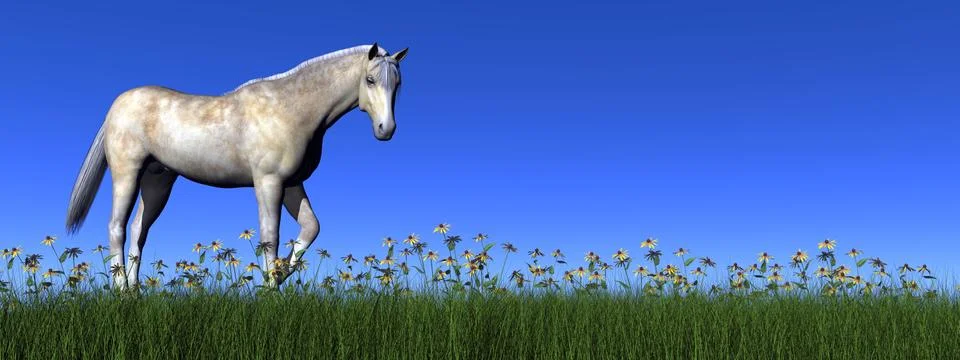 White horse - 3D render Stock Illustration