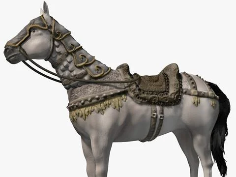 White horse with armor 3D Model