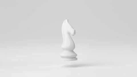 White horse chess with white background. 3d render, 3d illustration. Stock Footage