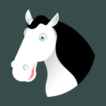 White horse head. Muzzle hoss isolated on white background Stock Illustration