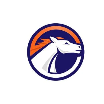 White horse logo circle vector Stock Illustration