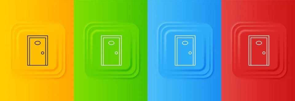 White Hotel corridor with closed numbered door icon isolated on colorful ba.. Ilustración de archivo