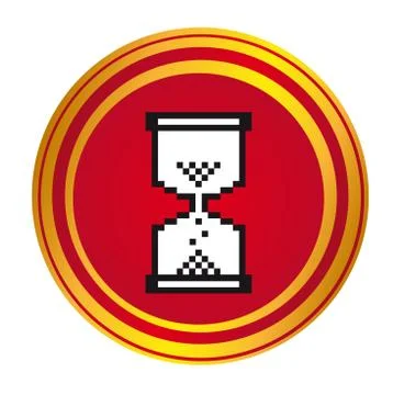 White hourglass cursor over red button. vector Stock Illustration