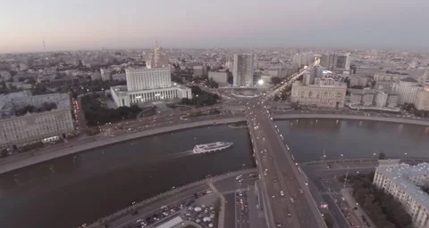 White House and Arbat, aerial, Moscow Stock Footage 53607045