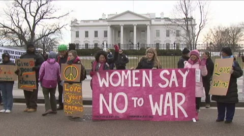 (WHITE HOUSE Anti-War protest Stock Footage 1033875