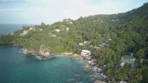 White house in beach descend Stock Footage 80397584