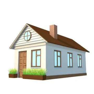 White house with chimney Illustration