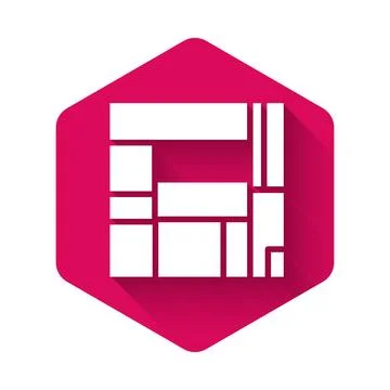 White House Edificio Mirador icon isolated with long shadow. Mirador social Illustration