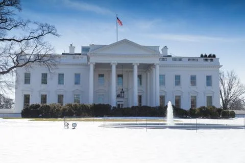 White House front yard and water fountain Stock Photos
