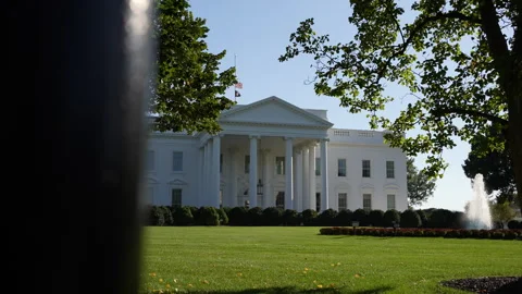 White House From Gate Bars in Slow Motion Stock-Footage 252599074