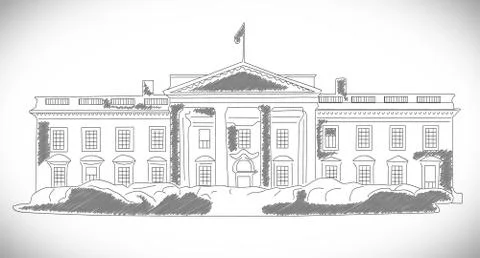 The White House hand drawn design Stock Illustration