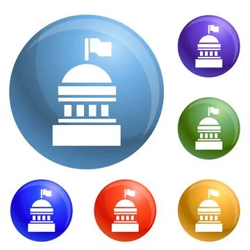 White house icons set vector Stock Illustration