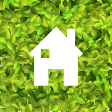 White house on Leaf background. + EPS10 Stock Illustration