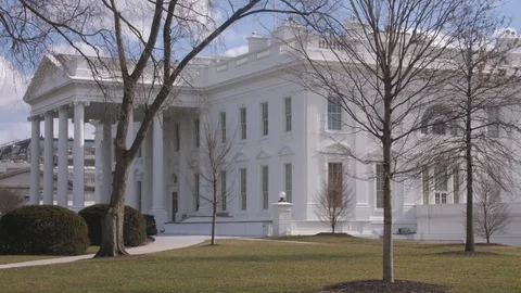 The White House Medium Shot Side Angle Winter 4K Stock Footage 104266603
