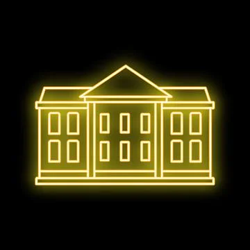 White house neon outline vector building icon Stock Illustration