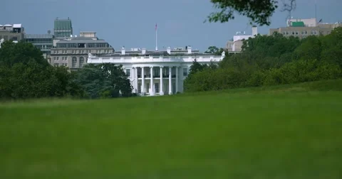 White House Rack Focus with Grass from Capital Mall Washington DC Vidéo 66494011
