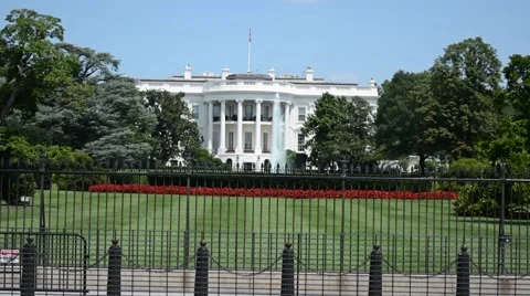 White House, South Face, Two Barriers Stock Footage 59143162