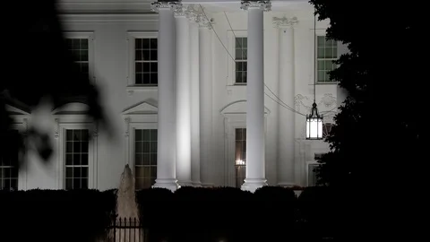 White House Washington DC at Night with Fountain Stock Footage 112634092